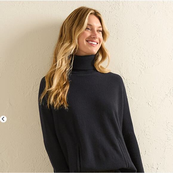 Garnet Hill Oversized Turtleneck Sweater Size M Merino Wool Cashmere QuietLuxury - Picture 12 of 16